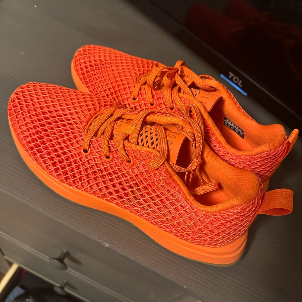 Vibrant Orange Mesh Sneakers